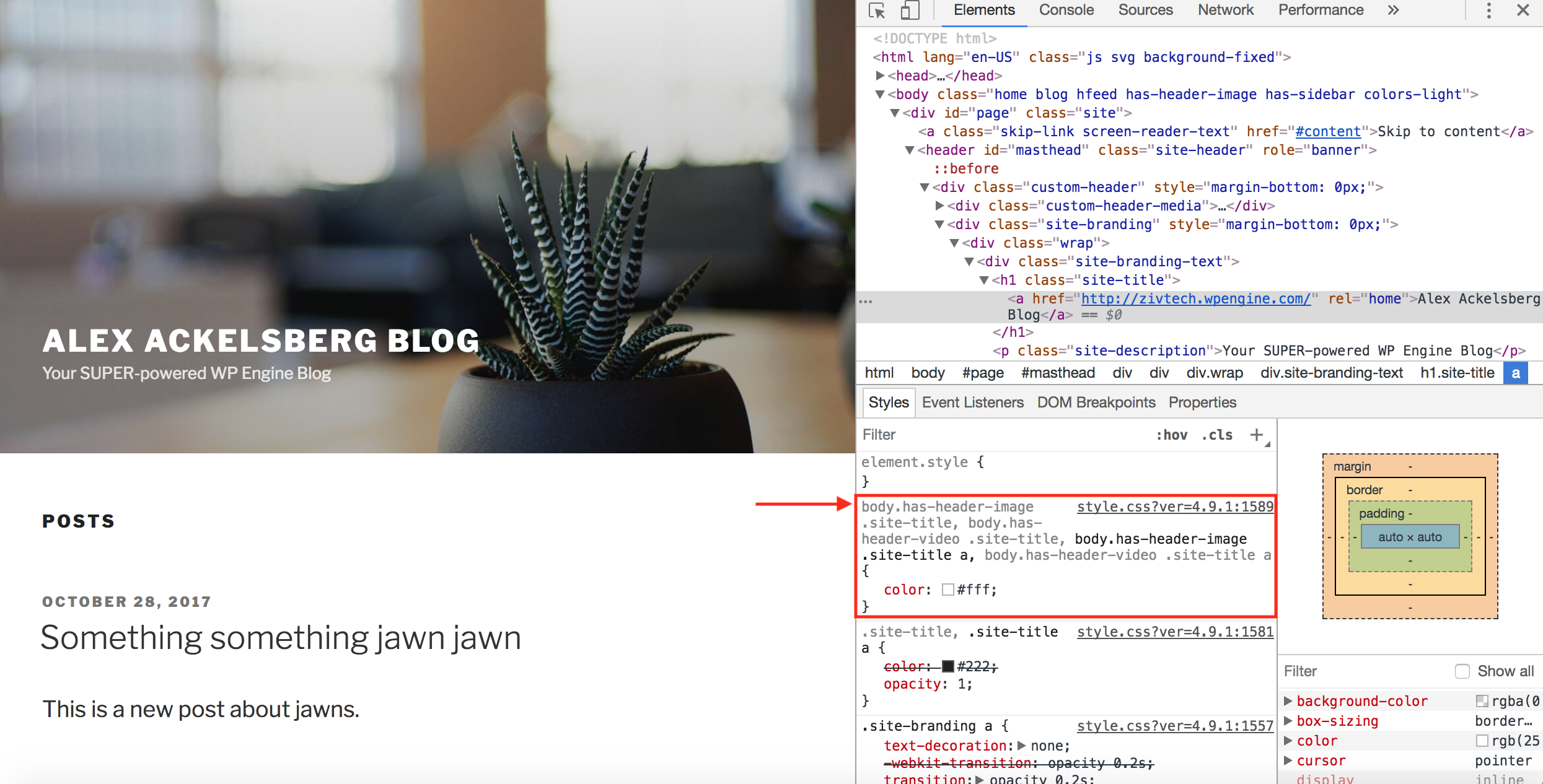 Code Inspect in Chrome